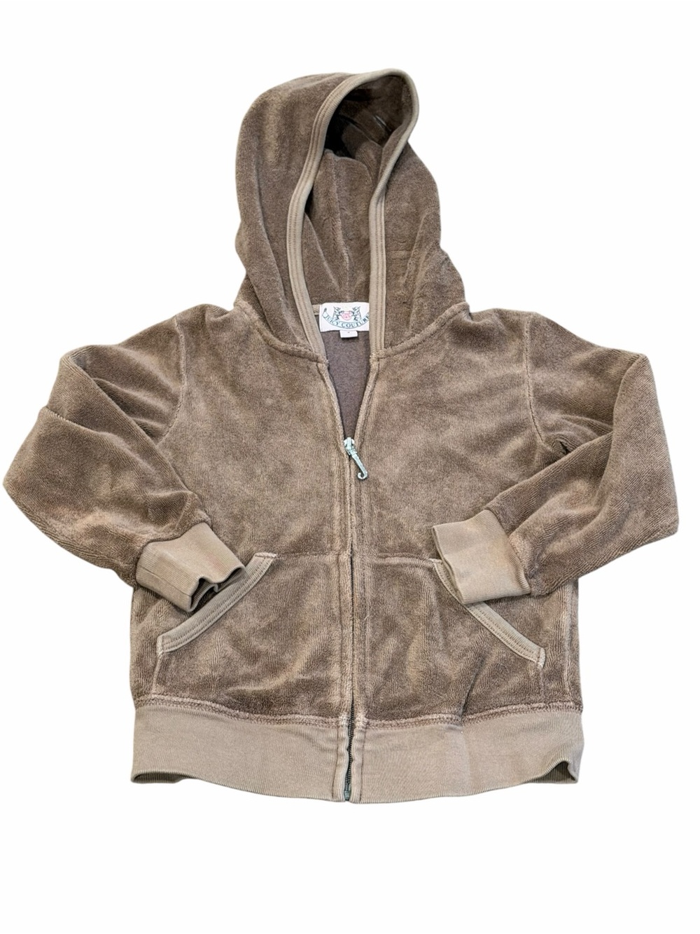Juicy Couture, Girl’s Brown Terrycloth Hooded Zipup Sweatshirt, Size 4